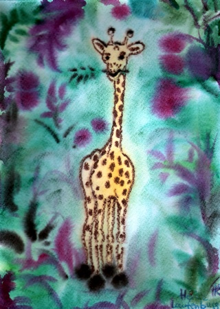 Giraffe im grnen Wald.tif